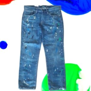 Ralph Lauren Girlfriend Paint Splatter Jeans / Size 6 Painted Cropped Jeans